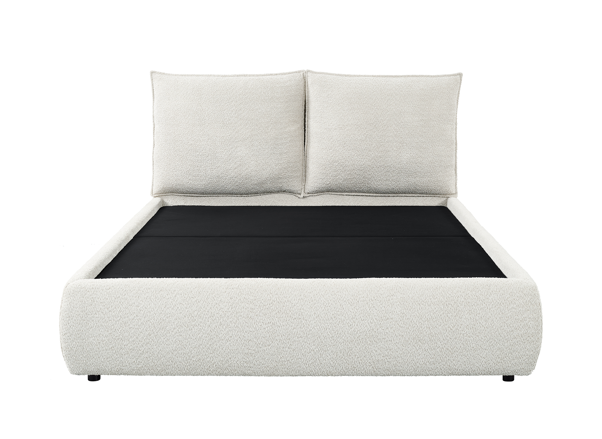 Cama con almacenaje MELY de tela bouclé beige, 180x200 cm