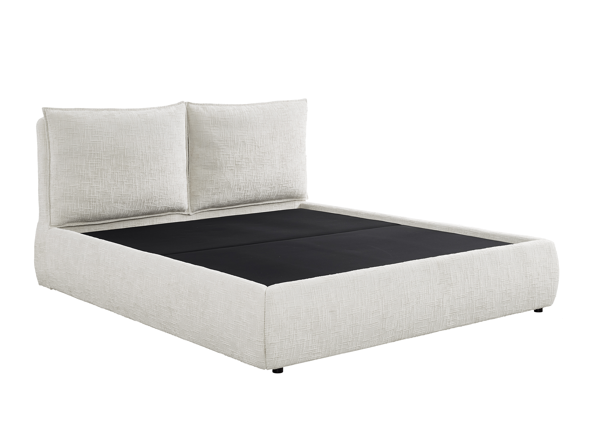 Cama con almacenaje MELY de terciopelo jaspeado beige de 180x200 cm