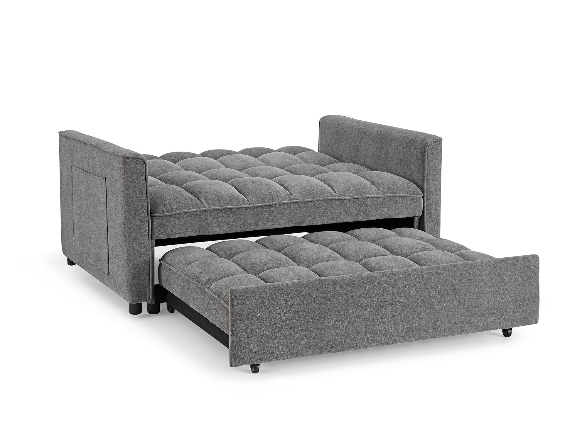 Sofá cama JASPER de 2 plazas en terciopelo gris texturizado