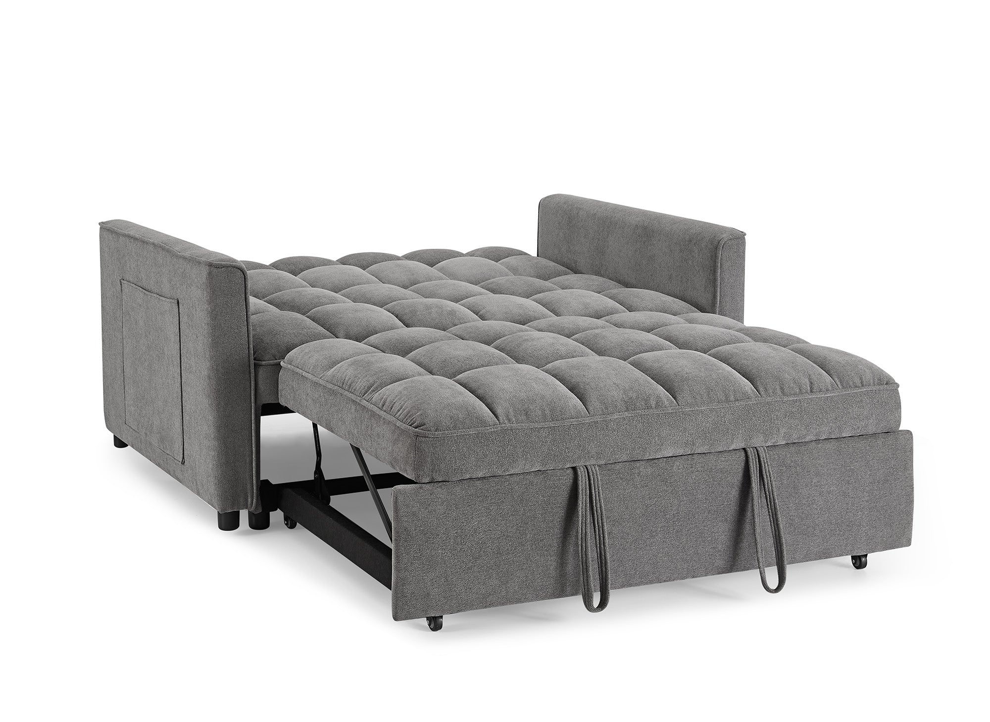 Sofá cama JASPER de 2 plazas en terciopelo gris texturizado