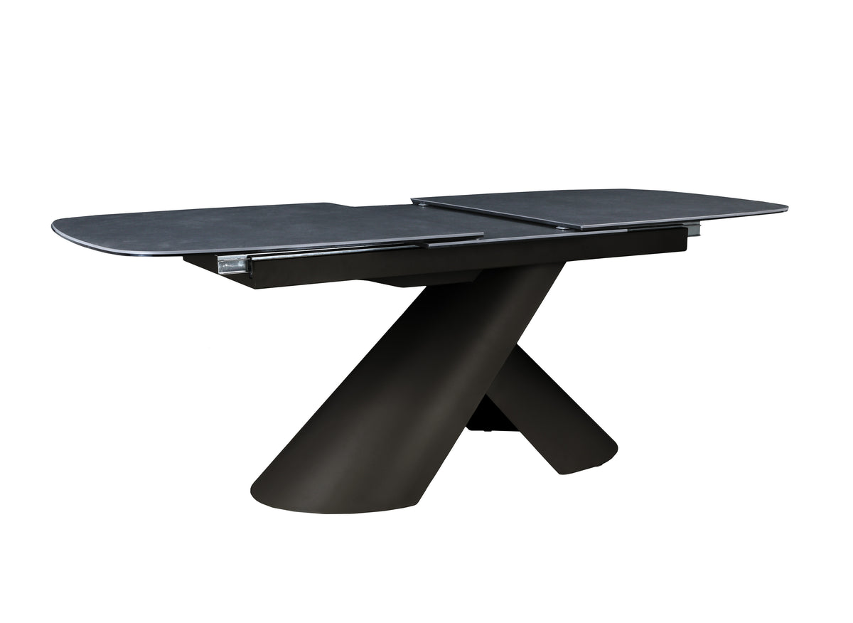 Mesa de comedor extensible con patas de metal marrón y tablero de cerámica 180-240 cm MILANO