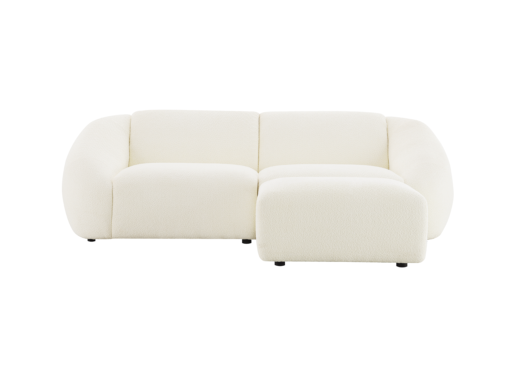 Puf de tela de bucle color blanco roto NYLA