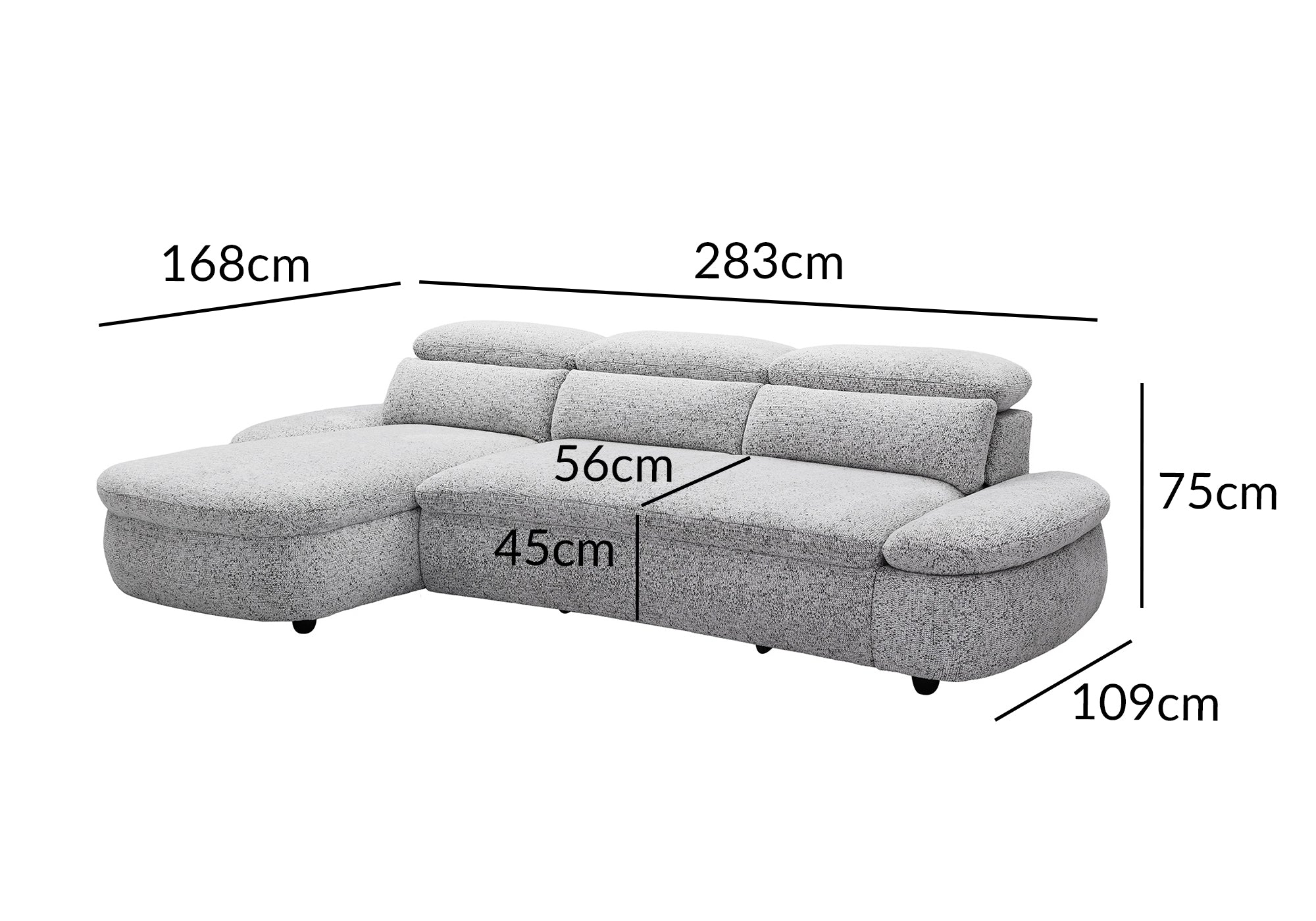 Canapé d'angle relax électrique en tissu bouclette gris CLEMENT - Angle gauche