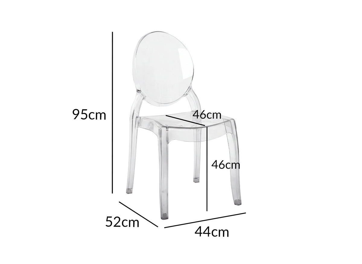 Conjunto de 4 sillas de diseño TOLGA en plexiglás transparente