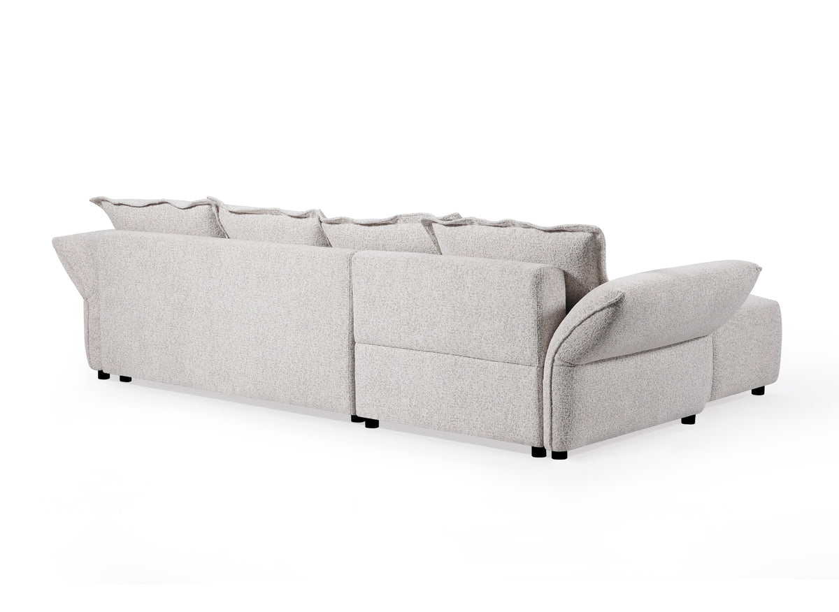 Sofá esquinero convertible reversible en terciopelo tejido beige BELINE