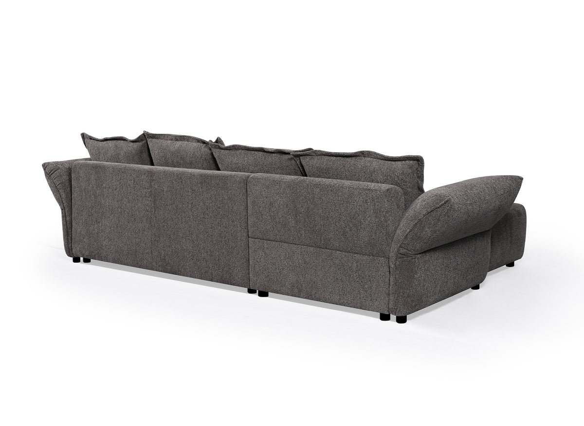 Sofá esquinero convertible reversible en terciopelo tejido gris BELINE
