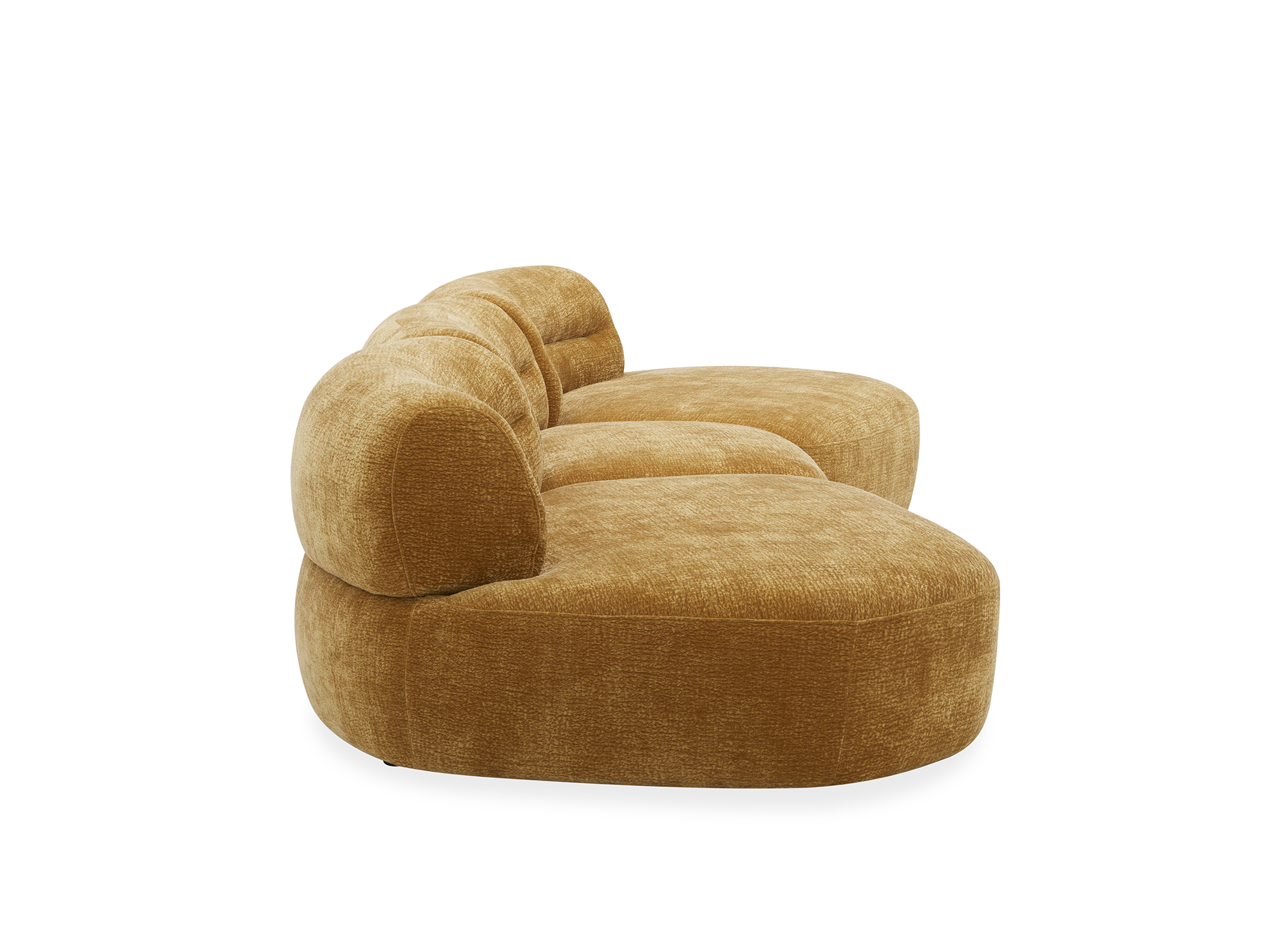 Sofá recto IMENIA de 5 plazas en terciopelo tejido color mostaza