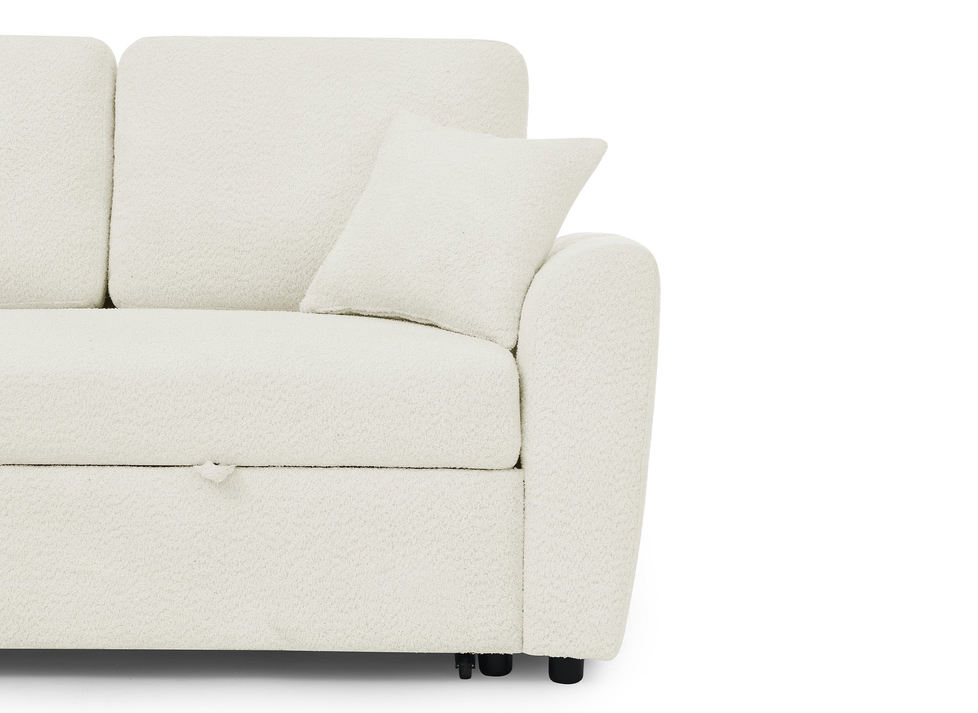 Sofá esquinero convertible y reversible ADRYEN con almacenaje en tejido bouclé beige