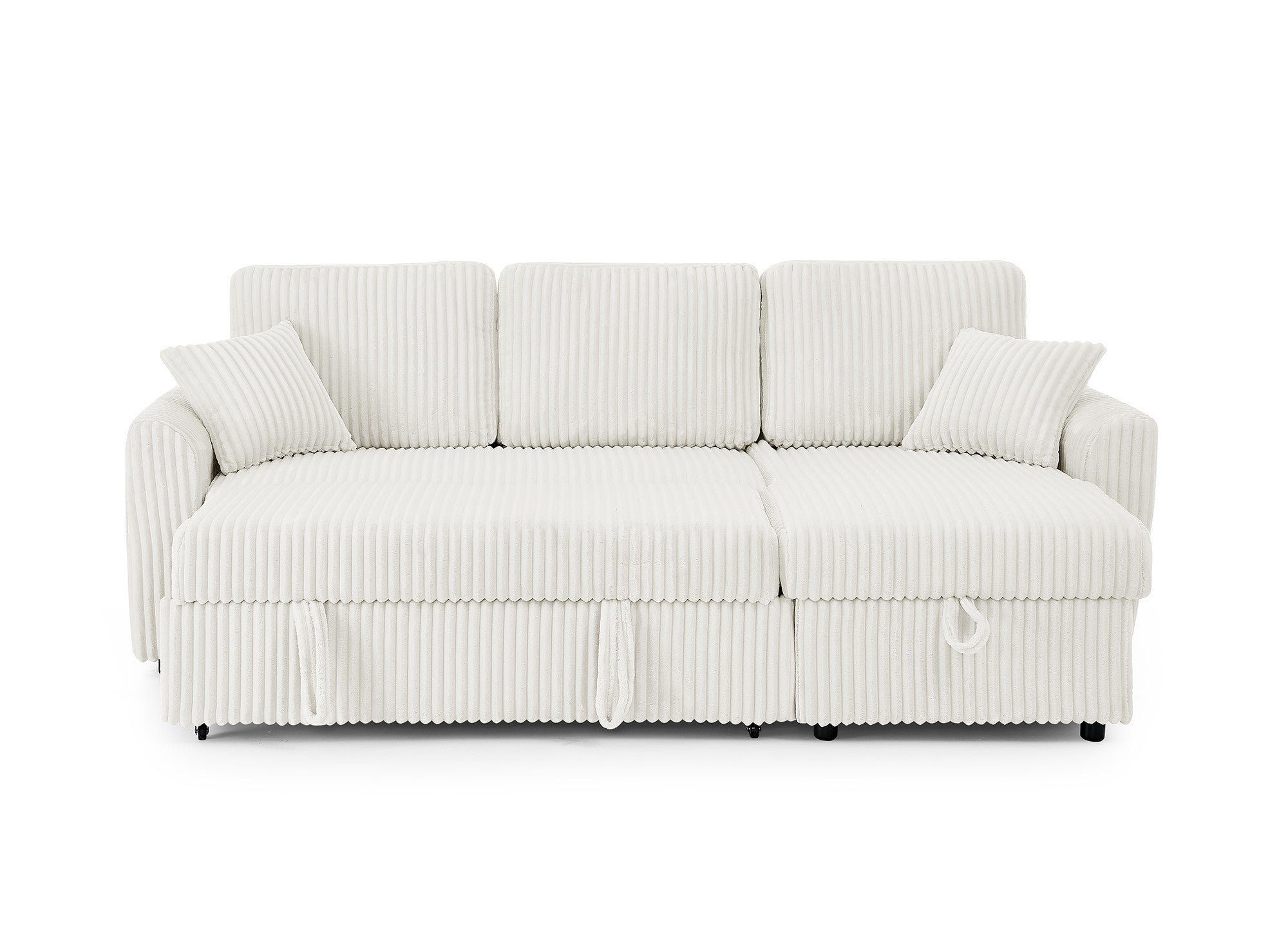 Sofá esquinero convertible y reversible con almacenaje en pana gruesa color beige ADRYEN