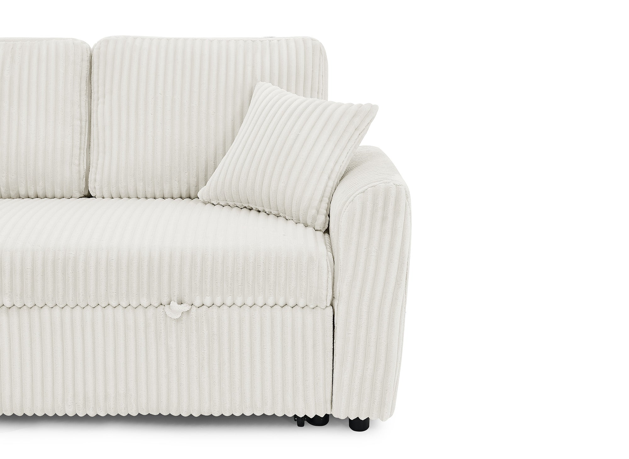 Sofá esquinero convertible y reversible con almacenaje en pana gruesa color beige ADRYEN