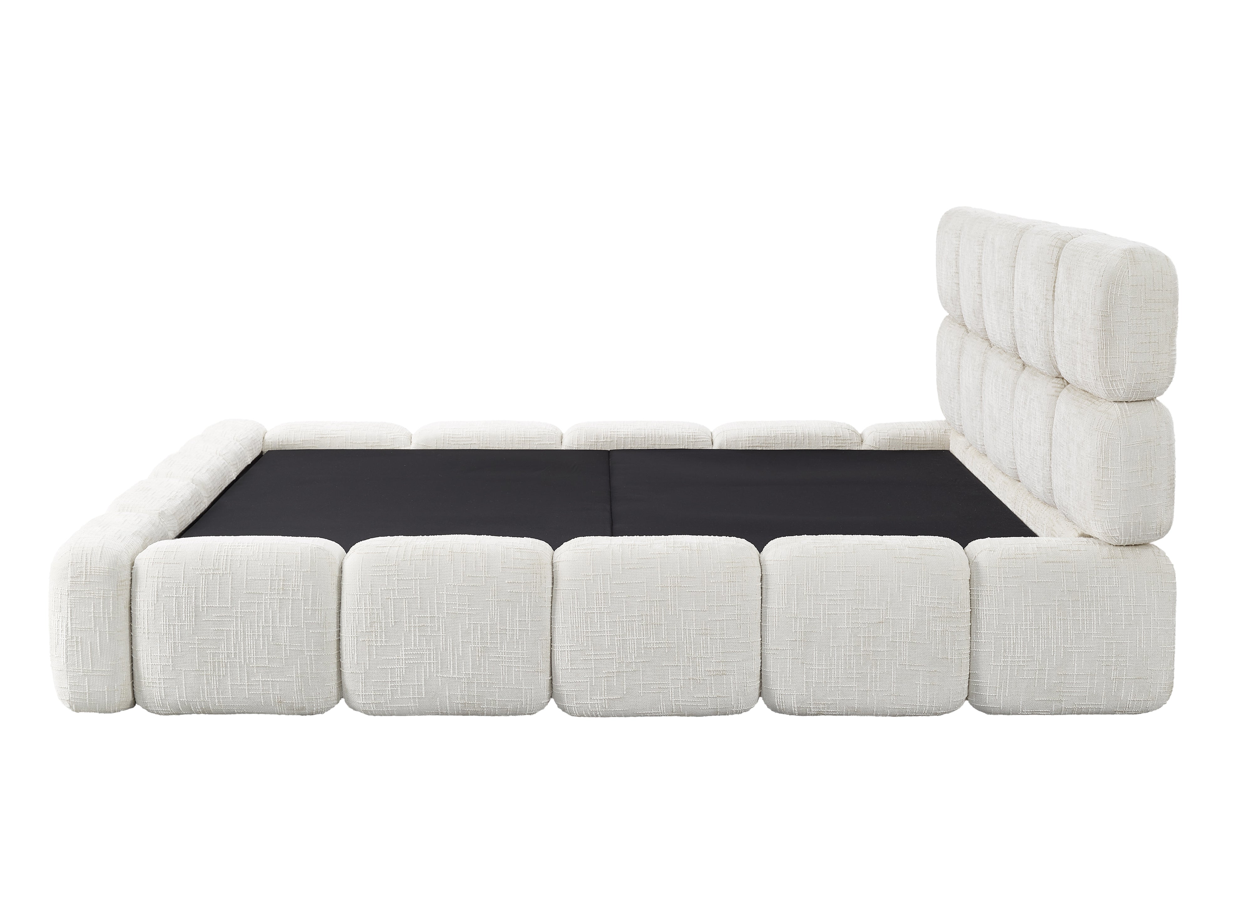 Cama con almacenaje BUBBLE de terciopelo jaspeado beige, 180x200 cm