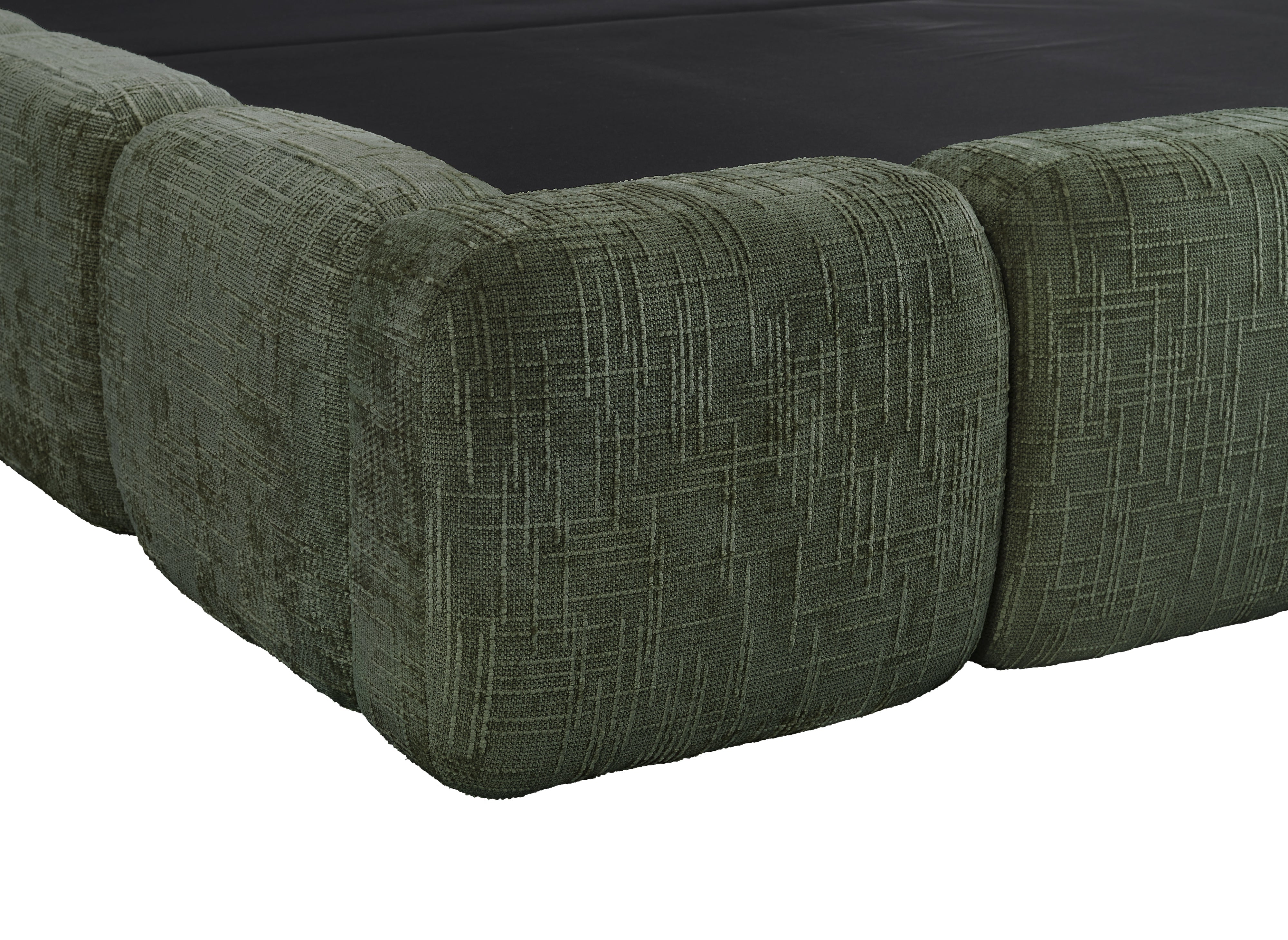 Cama con almacenaje BUBBLE en terciopelo jaspeado verde oliva, 180x200 cm