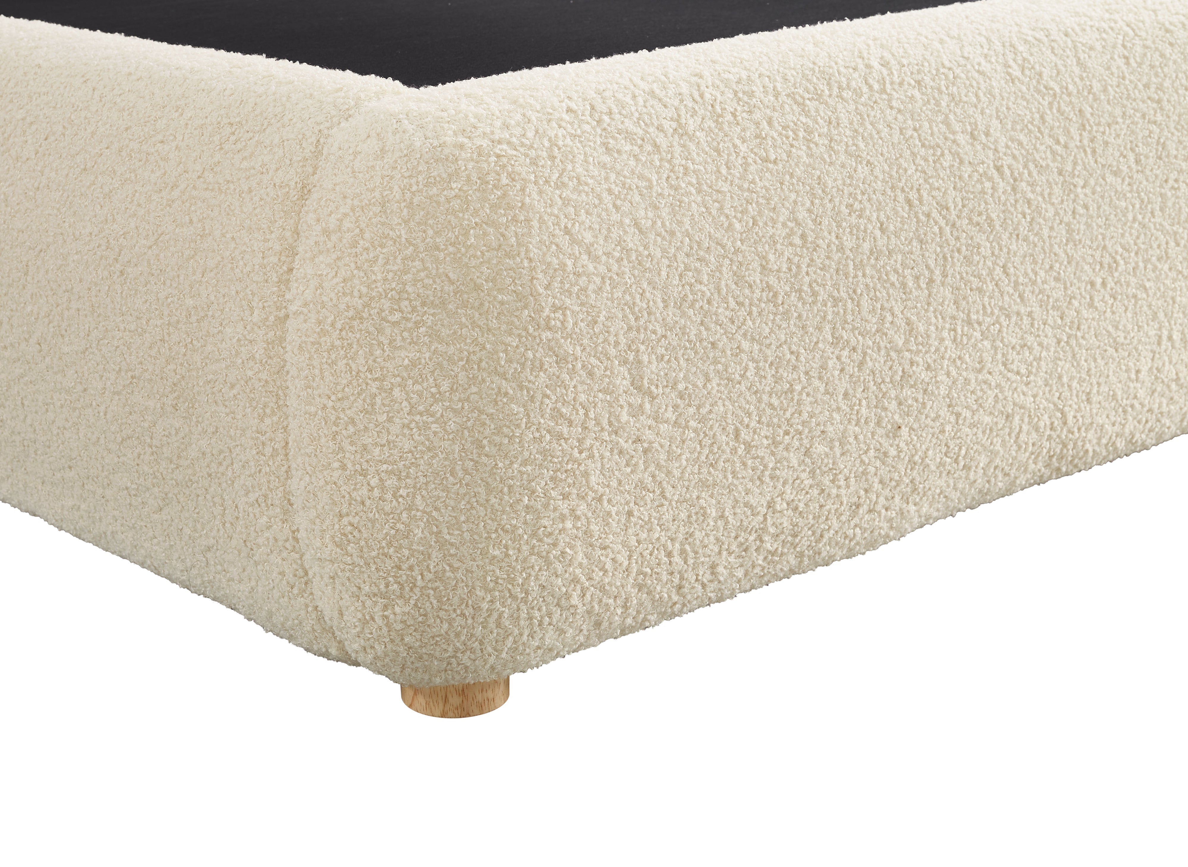 Cama contenedor de tela bouclé beige Biscuit 180x200 cm