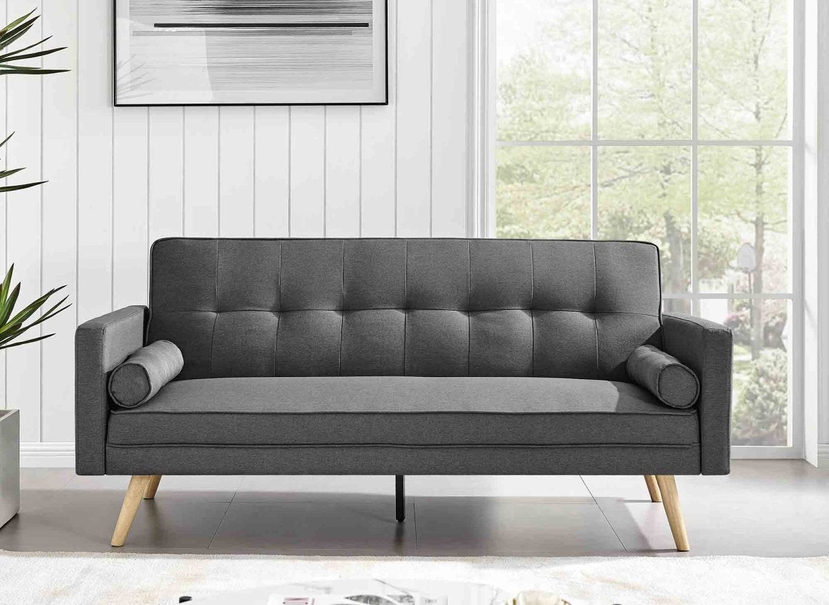 Banquette clic clac gris foncé en tissu TANIA - DécoInParis