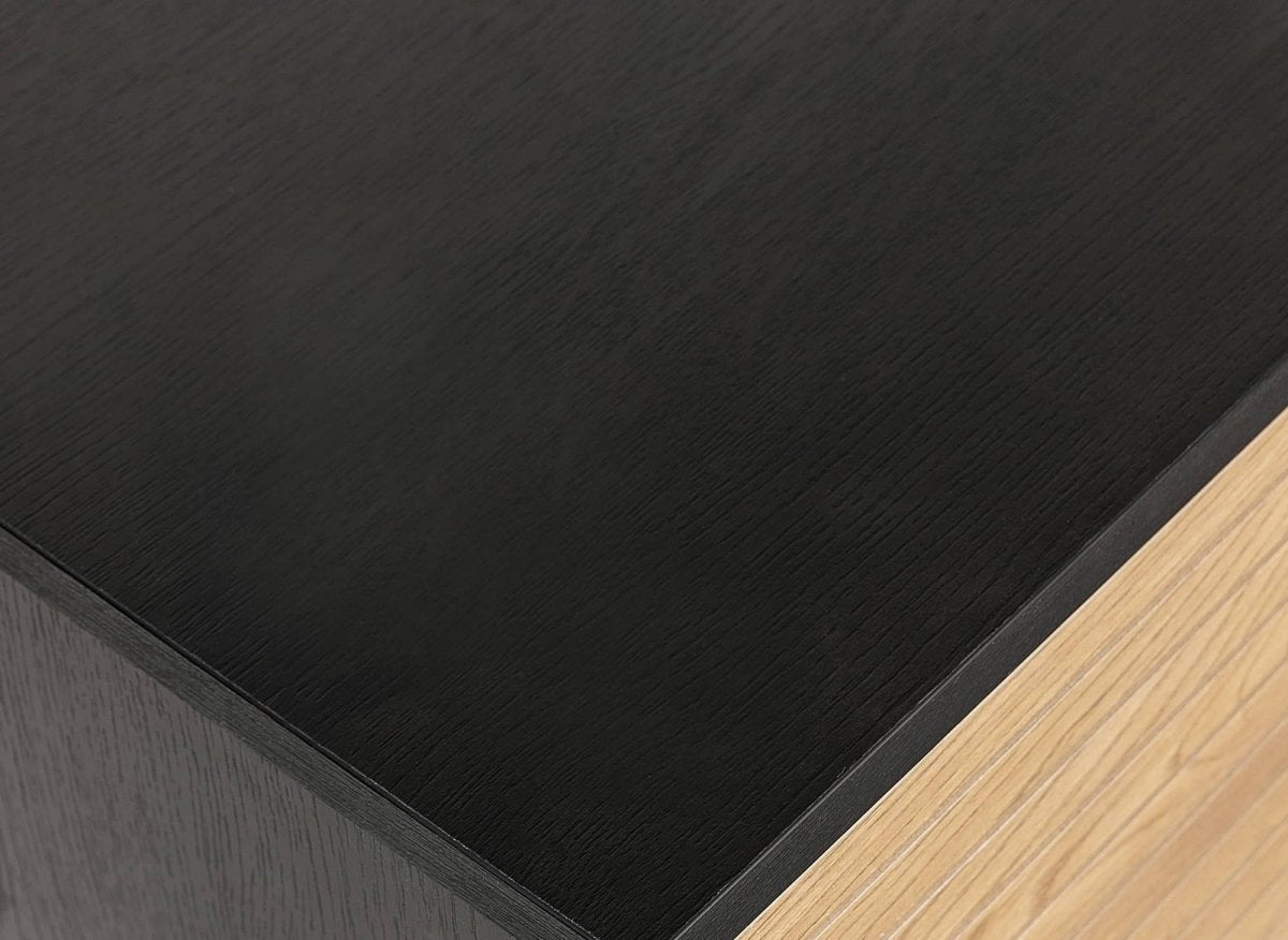 Buffet enfilade 3 tiroirs 2 portes en bois et métal noir DARYL - DécoInParis