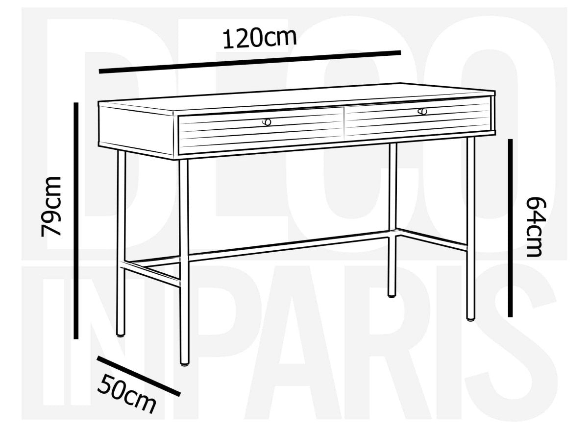 Bureau 2 tiroirs en bois et métal noir DARYL - DécoInParis