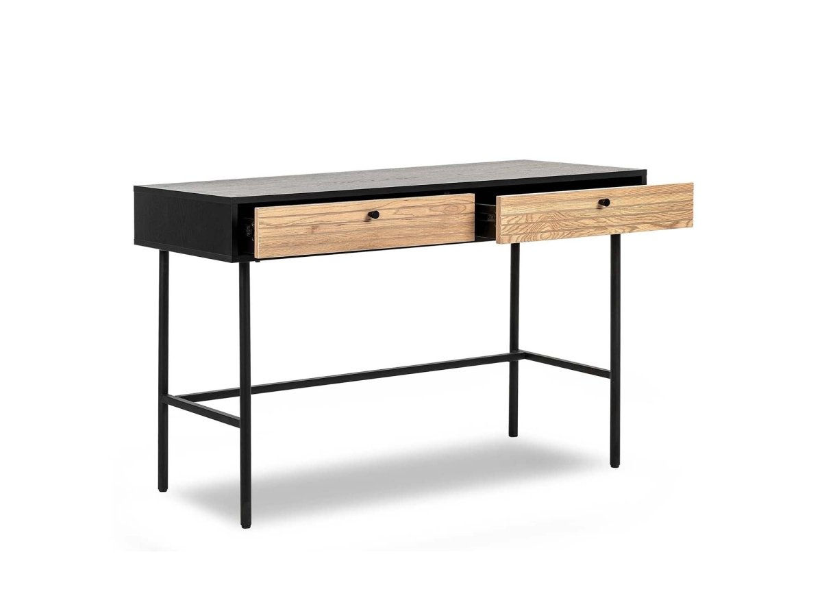 Bureau 2 tiroirs en bois et métal noir DARYL - DécoInParis