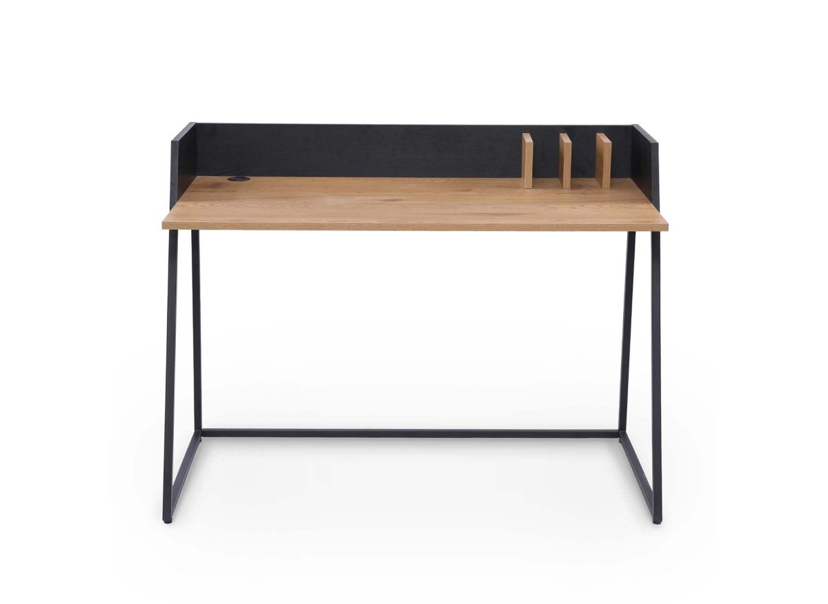 Bureau compact design industriel en bois et métal ARMELLE - DécoInParis