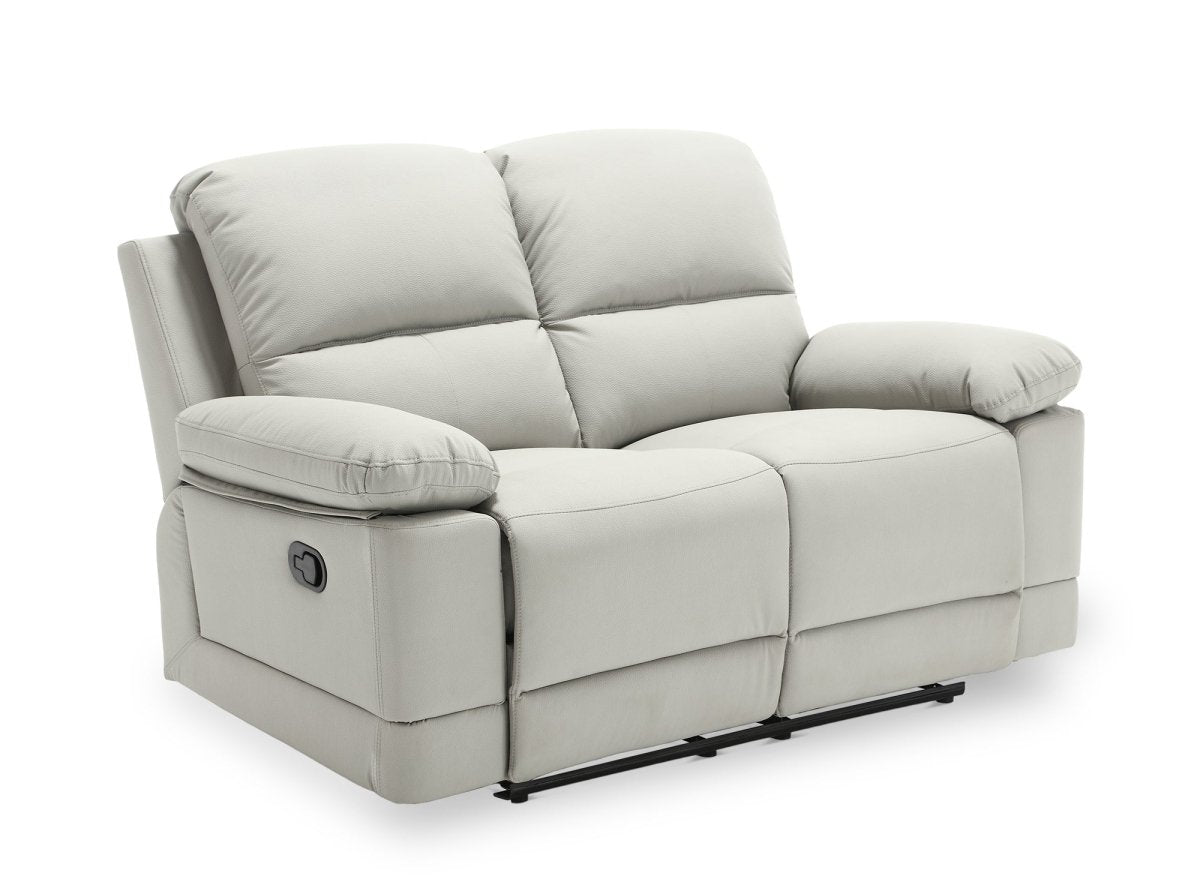 Canapé 2 places relax manuel en simili cuir gris clair DANY - DécoInParis