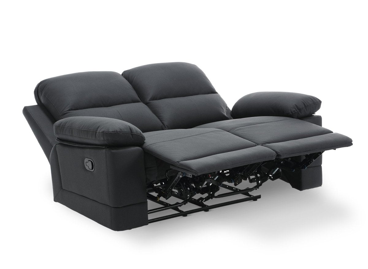 Canapé 2 places relax manuel en simili cuir noir DANY - DécoInParis