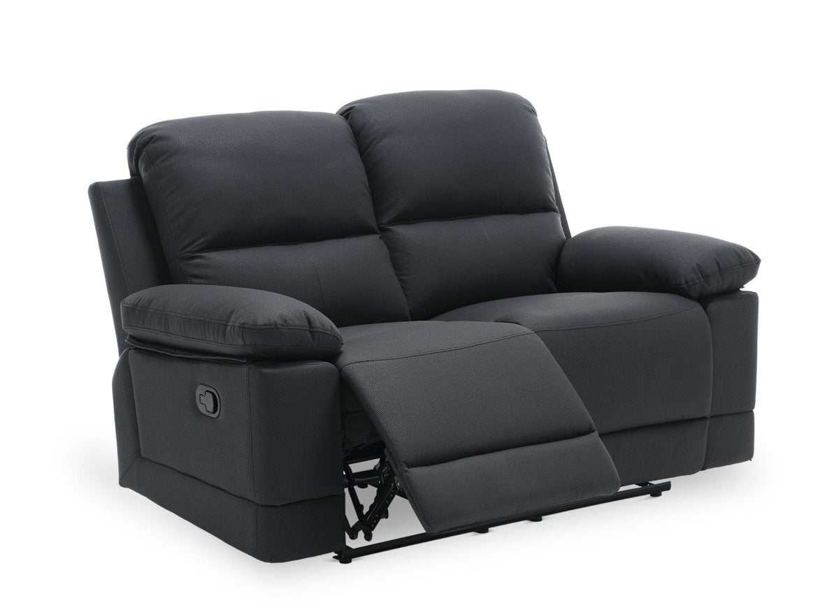 Canapé 2 places relax manuel en simili cuir noir DANY - DécoInParis