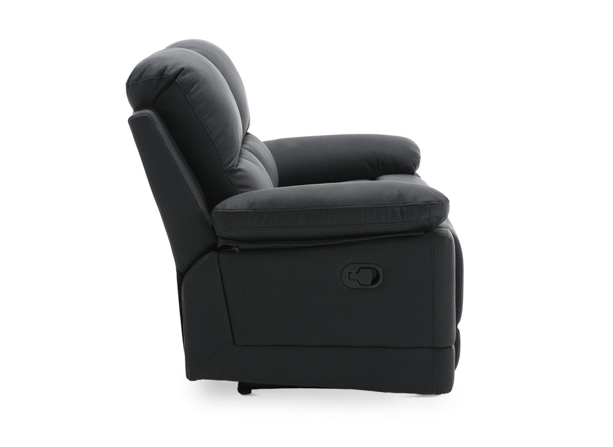 Canapé 2 places relax manuel en simili cuir noir DANY - DécoInParis
