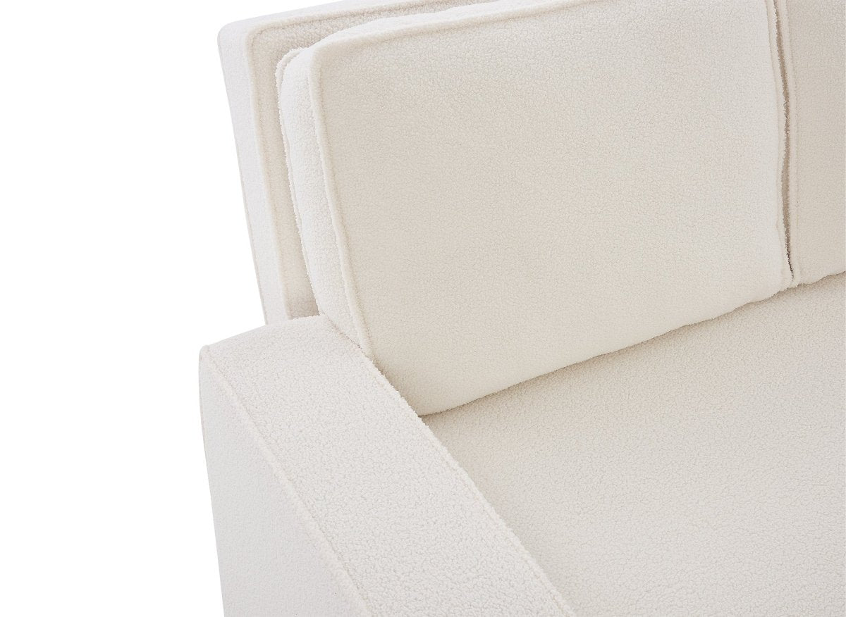 Canapé 3 places convertible en tissu bouclette écru JAMES - DécoInParis