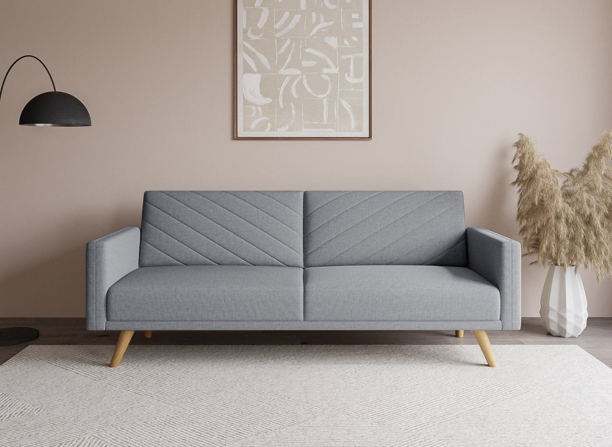 Canapé 3 places convertible scandinave en tissu gris BALDER - DécoInParis