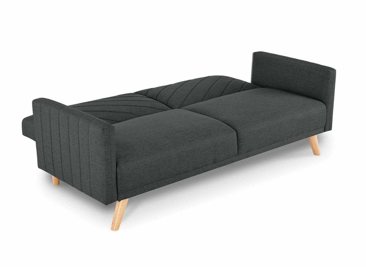 Canapé 3 places convertible scandinave en tissu gris foncé BALDER - DécoInParis