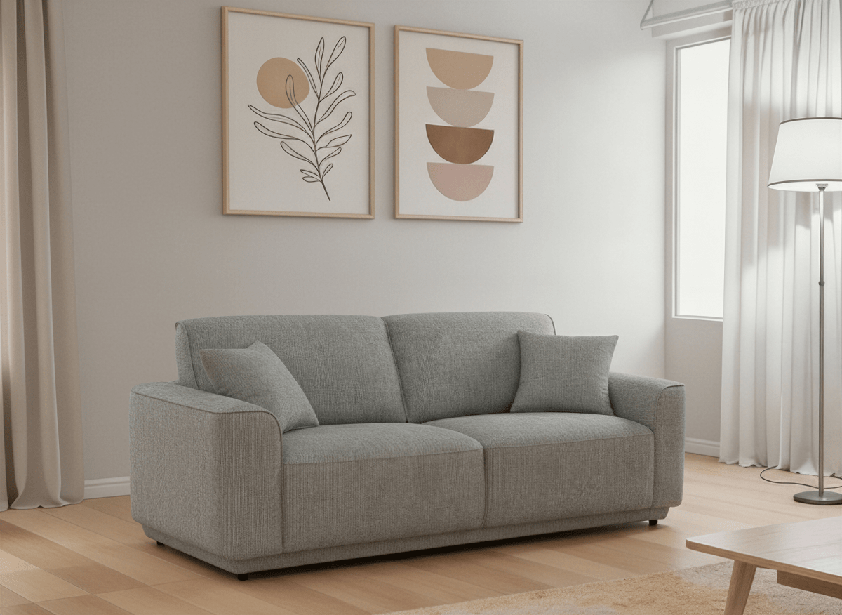 Canapé 3 places en velours chiné gris CARLOTA - DécoInParis