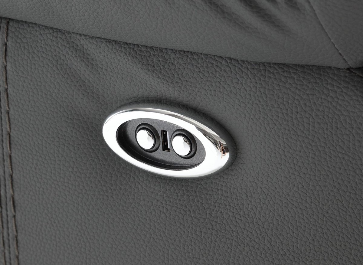 Canapé 3 places relax électrique en simili cuir gris foncé ELISE - DécoInParis