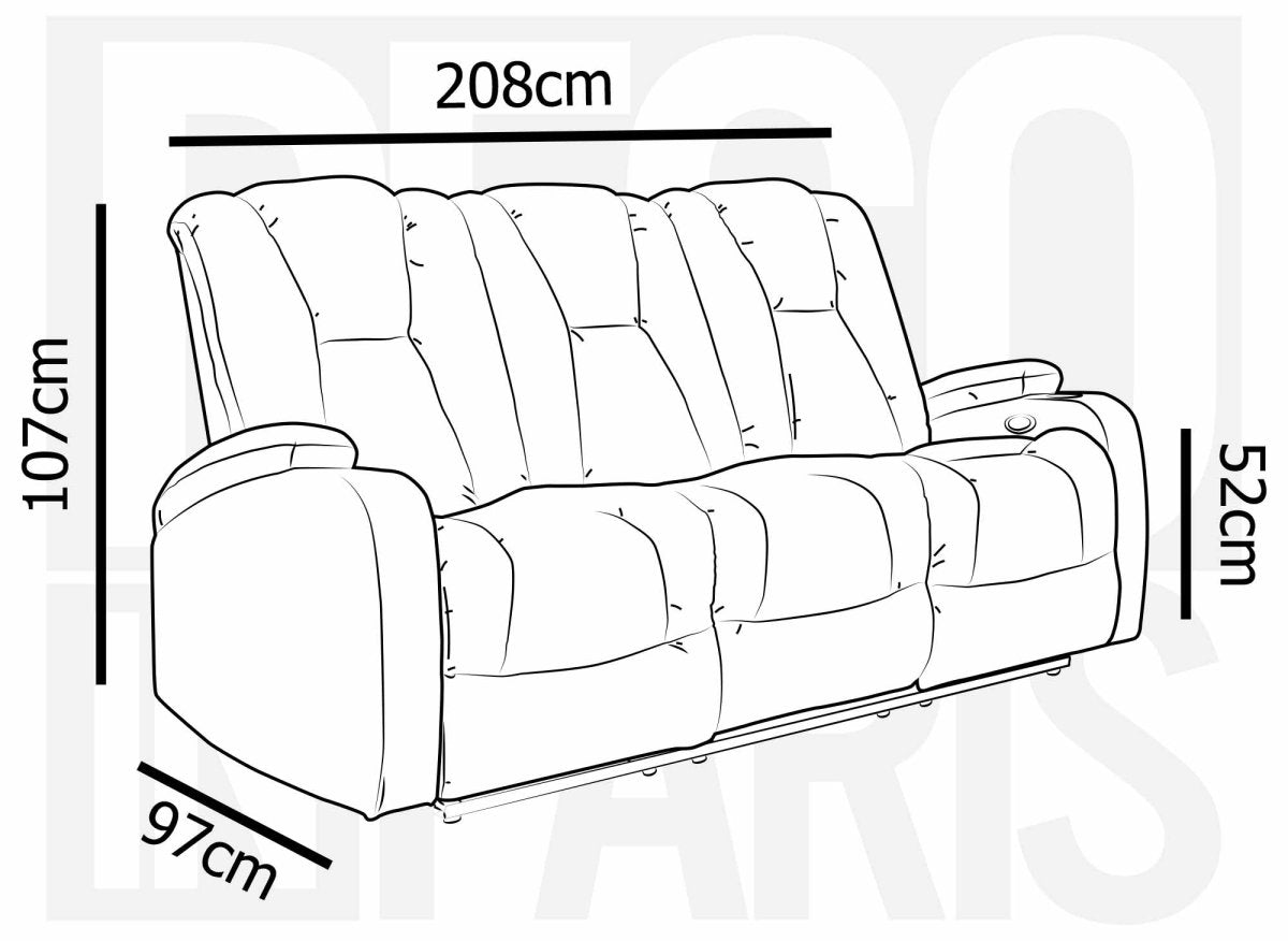 Canapé 3 places relax électrique en tissu microfibre beige EL CLARENCE - DécoInParis