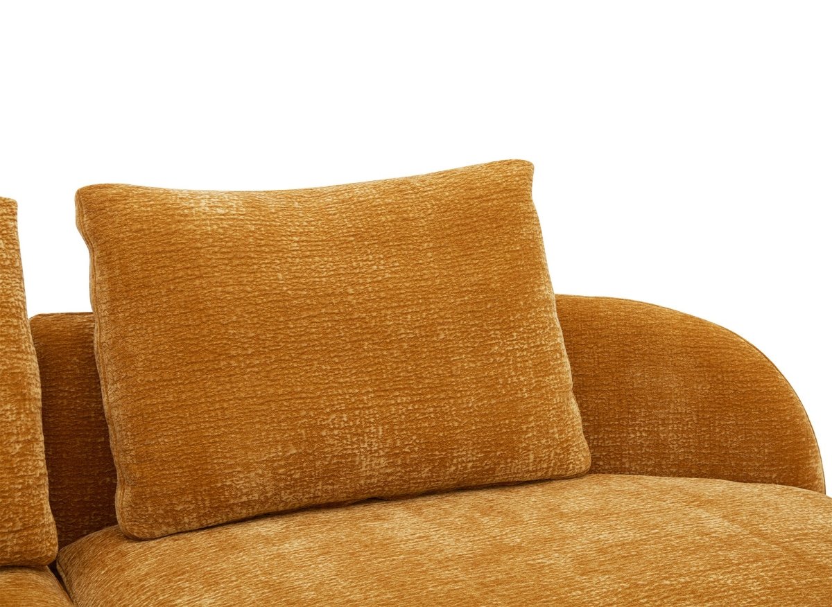 Canapé 4 places en velours tissé moutarde DARIUS - DécoInParis