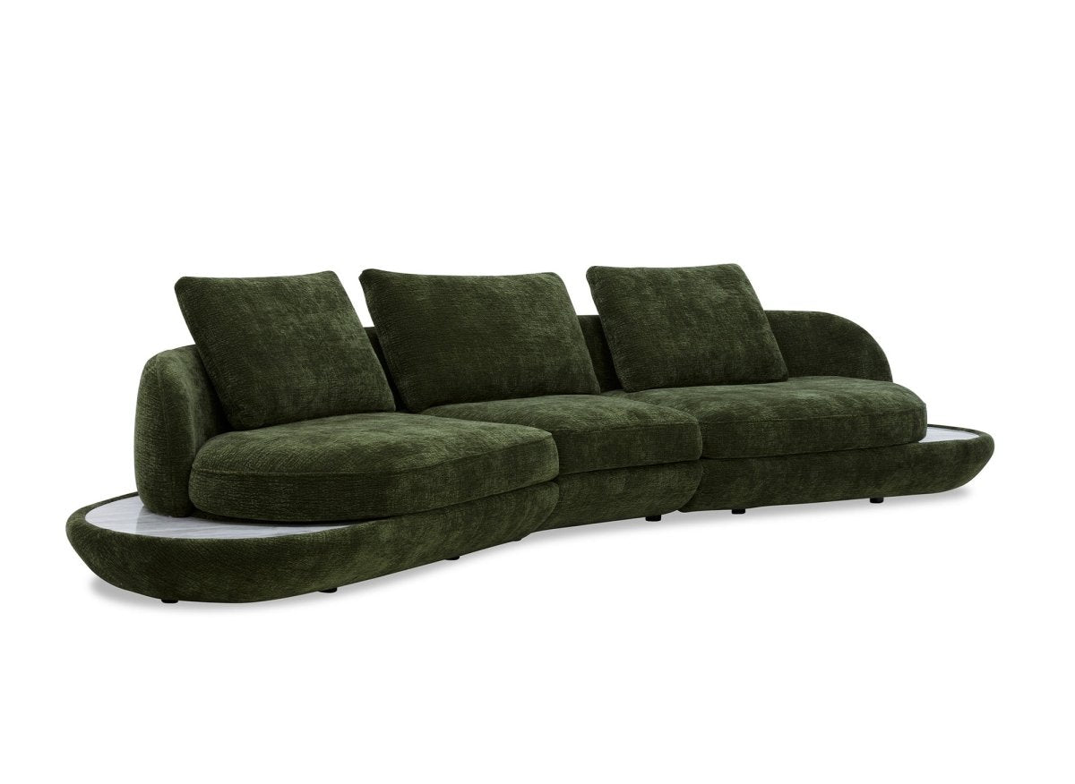 Canapé 4 places en velours tissé vert olive DARIUS - DécoInParis