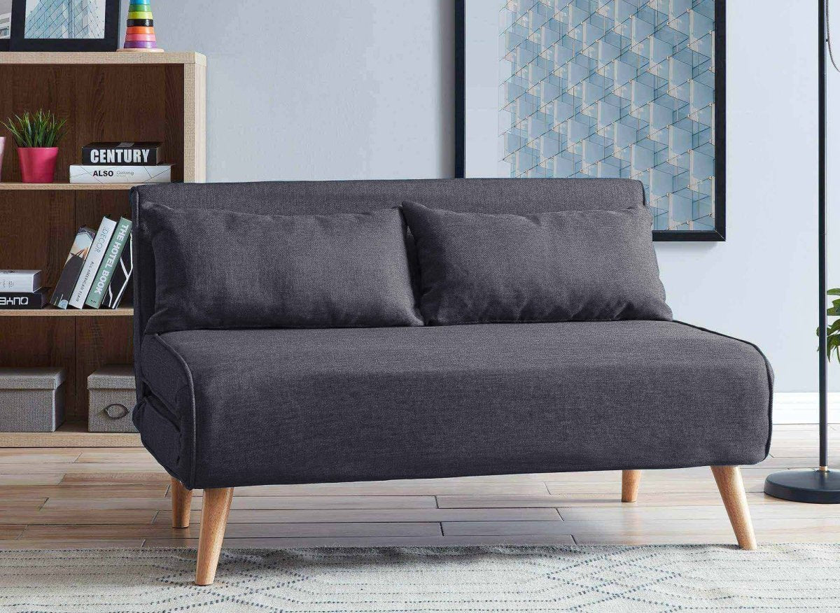 Canapé clic clac 2 places en tissu gris TONKA - DécoInParis