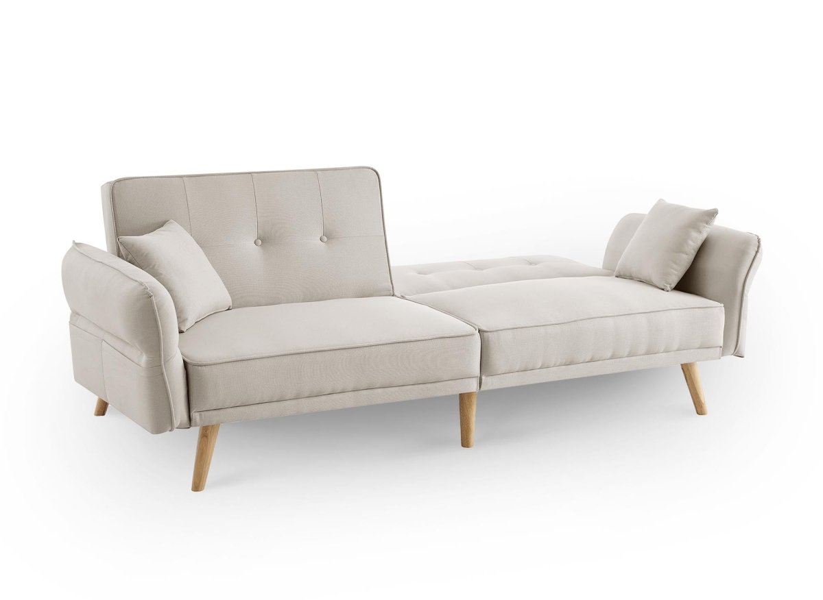 Canapé clic clac 3 places en tissu beige CHILI - DécoInParis