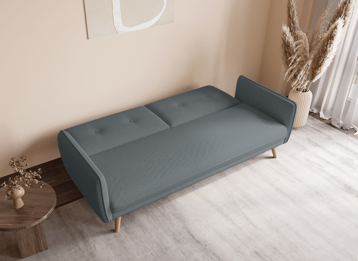 Canapé clic clac en tissu gris foncé avec pieds en bois NATAL - DécoInParis