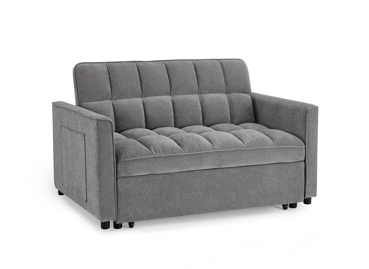 Canapé convertible 2 places en velours texturé gris JASPER - DécoInParis