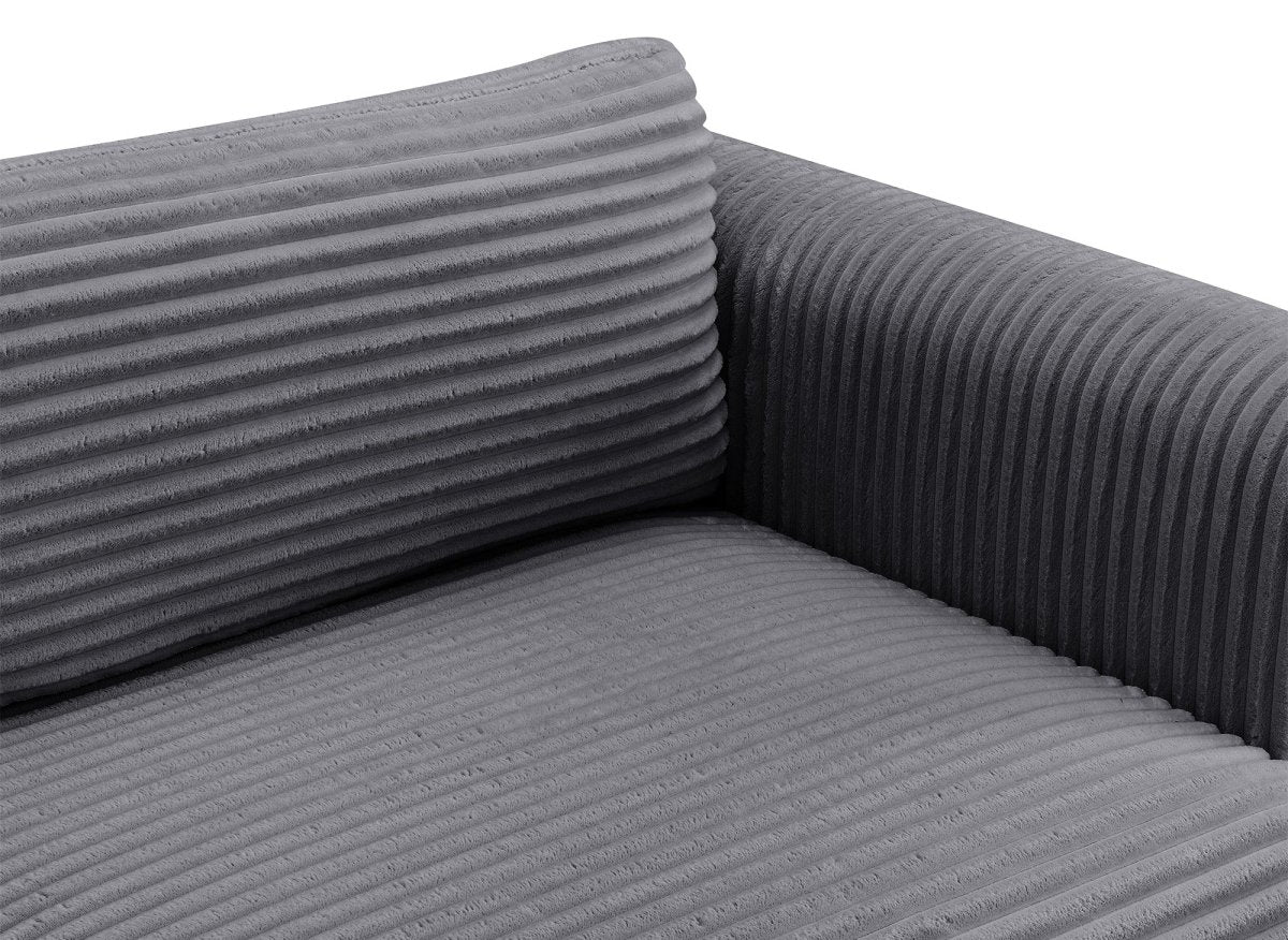 Canapé convertible 3 places avec coffre en gros côtelé doux gris TILDA. - DécoInParis