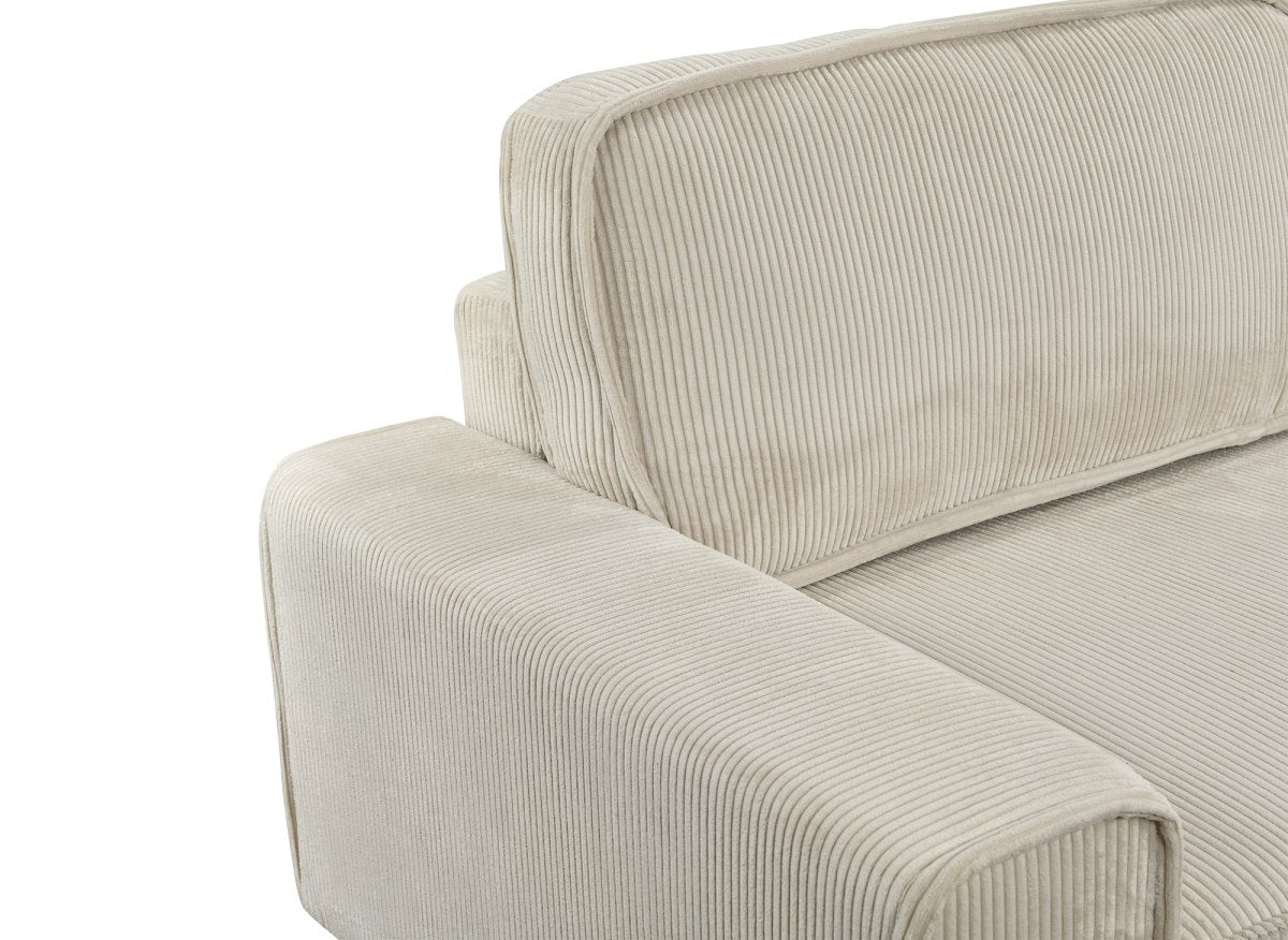 Canapé convertible 3 places avec coffre en velours côtelé épais beige DONA - DécoInParis