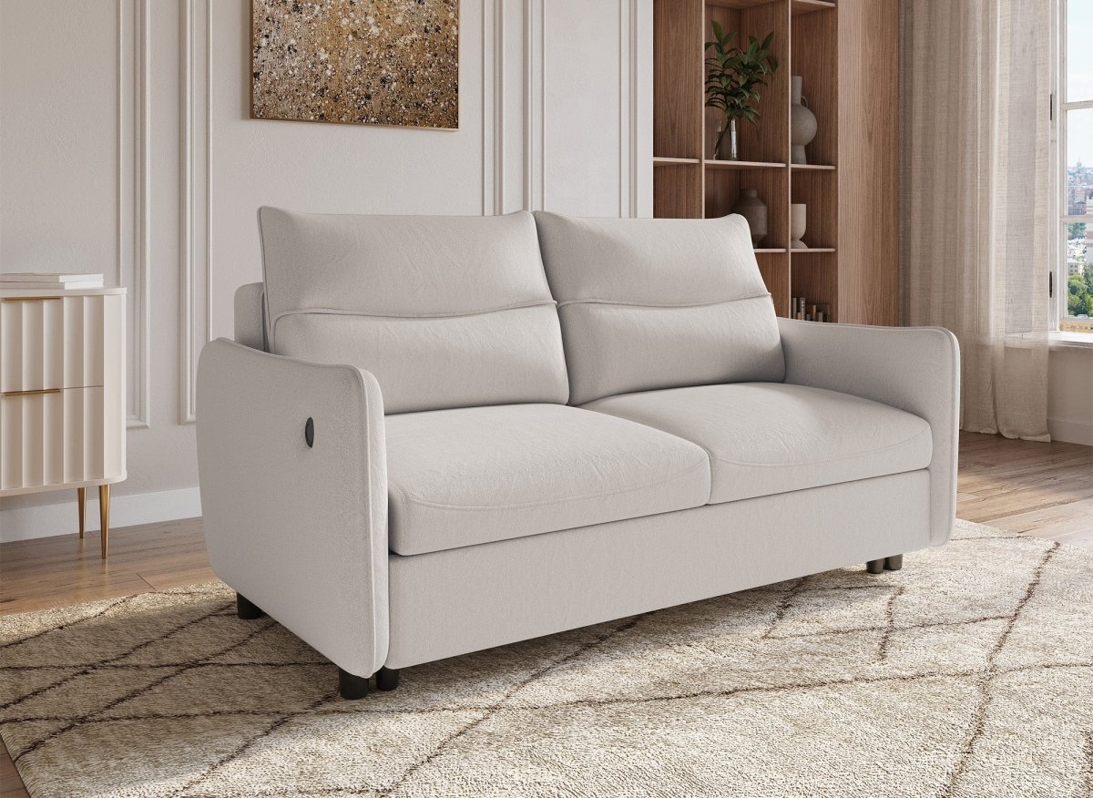 Canapé convertible 3 places en tissu beige ZADIG - DécoInParis