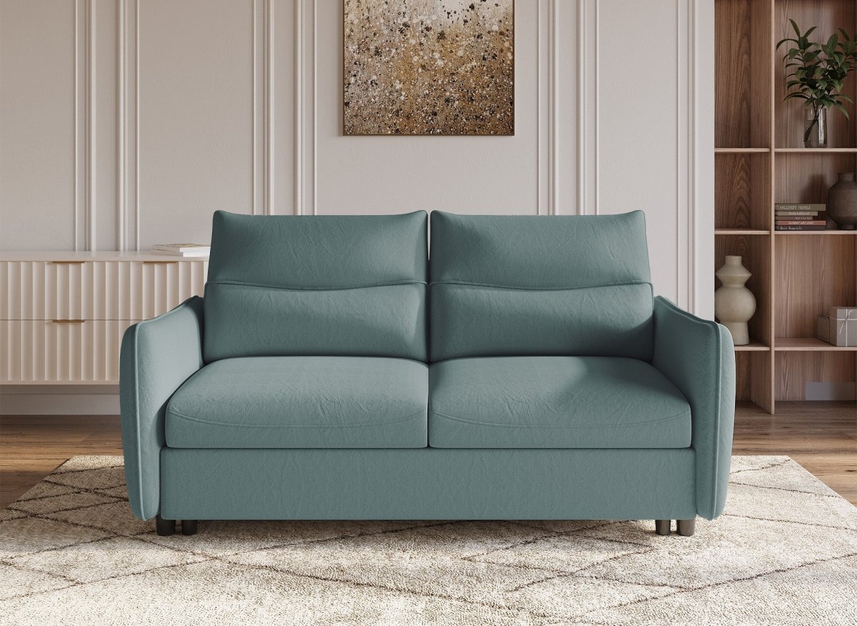 Canapé convertible 3 places en tissu vert ZADIG - DécoInParis