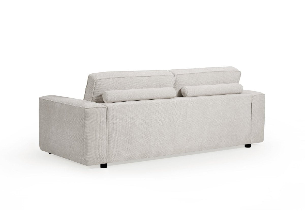 Canapé convertible 3 places en velours chiné beige DENITSA - DécoInParis