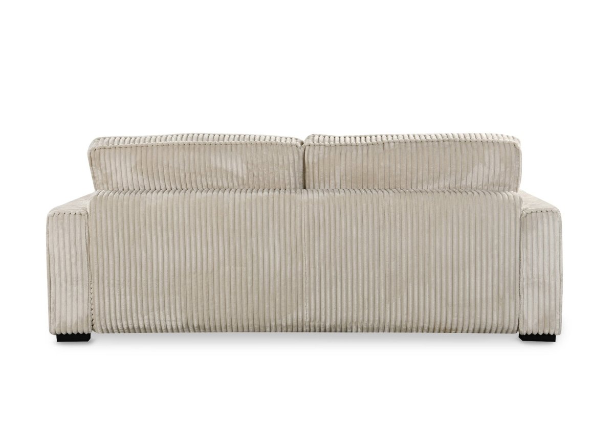 Canapé convertible 3 places en velours côtelé épais beige ALINE - DécoInParis