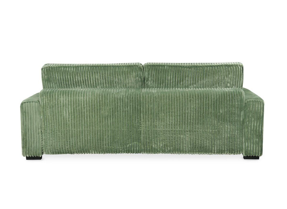 Canapé convertible 3 places en velours côtelé épais vert ALINE - DécoInParis