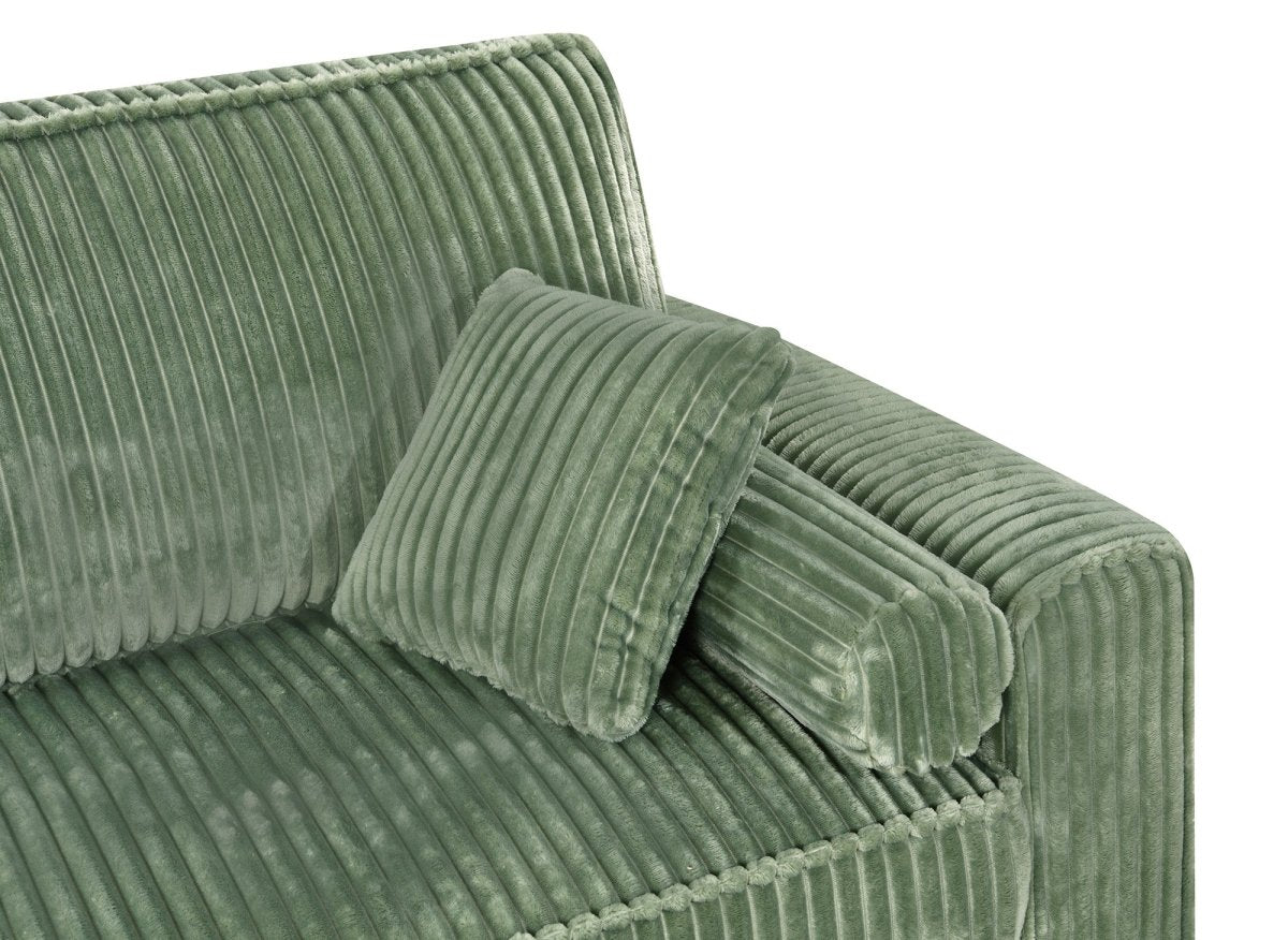 Canapé convertible 3 places en velours côtelé épais vert ALINE - DécoInParis