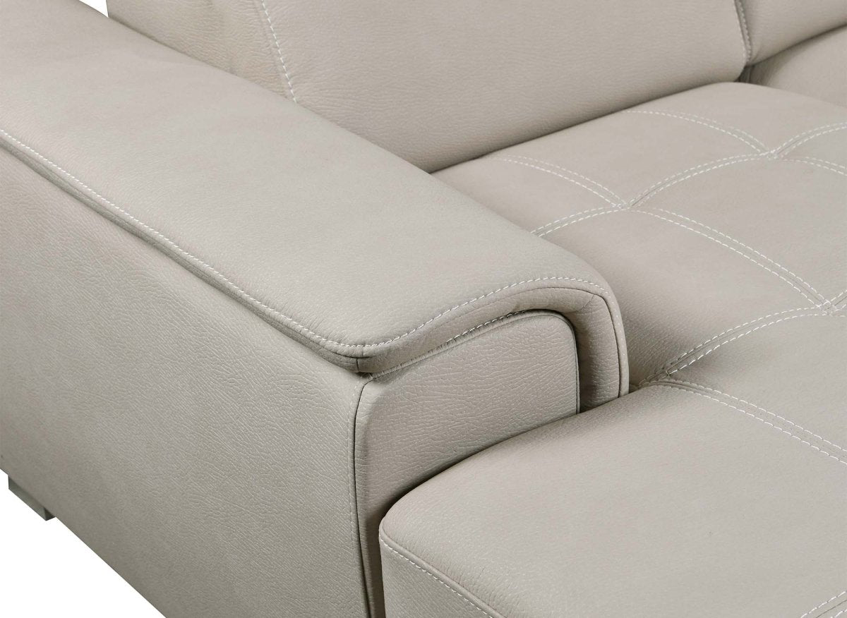 Canapé convertible et panoramique avec coffre de rangement en tissu beige OLIVER - Angle Gauche - DécoInParis