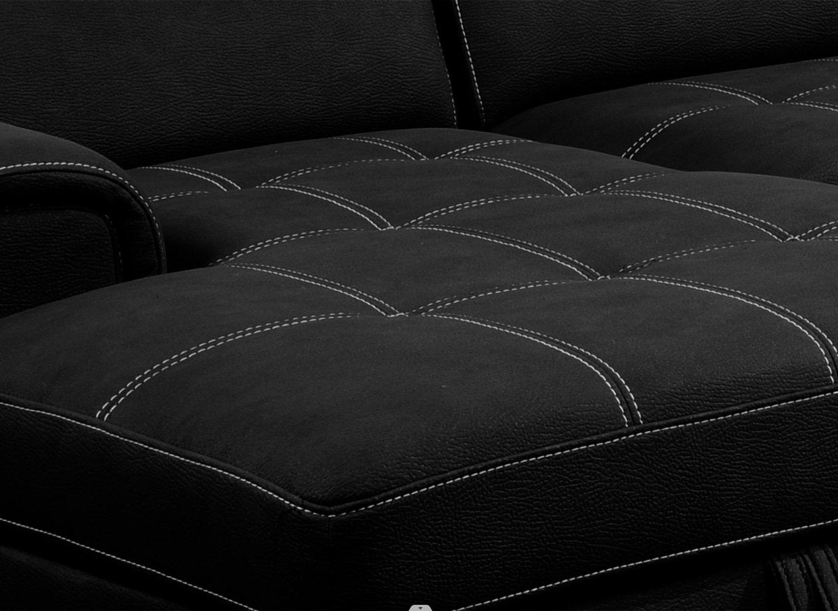 Canapé convertible et panoramique avec coffre de rangement en tissu noir OLIVER - Angle Gauche - DécoInParis