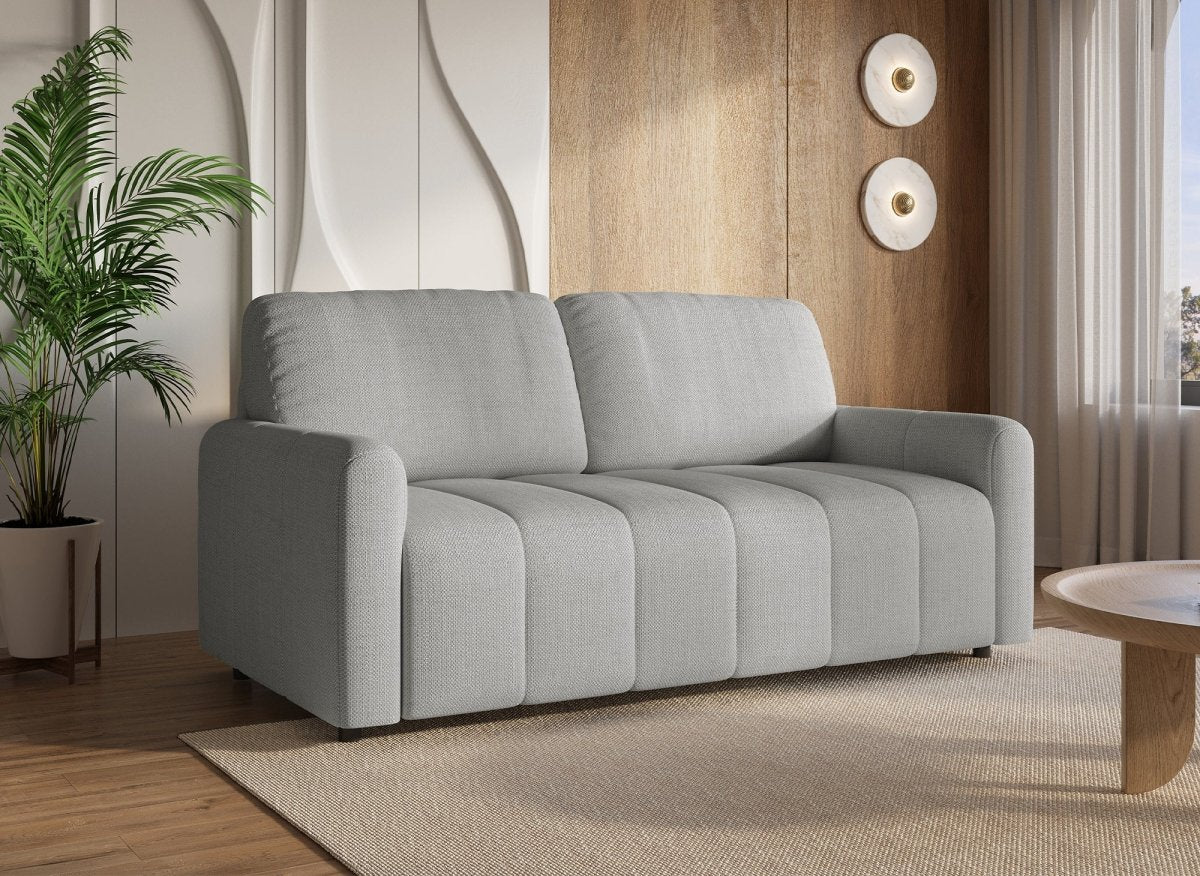 Canapé convertible express 3 places en tissu gris ISANDRO - DécoInParis