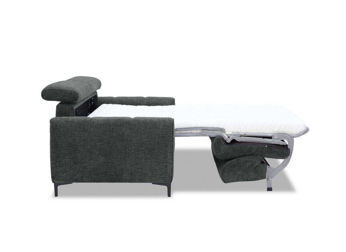 Canapé convertible express 3 places en velours texturé gris CALEB - DécoInParis